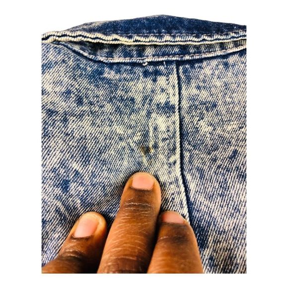 Vintage Tina Woo Acid Wash Oversized Jacket Size S Blue 80s USA Made - Picture 8 of 8